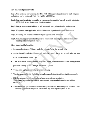 2013 Fort Hunter Liggett Fishing Permit Application