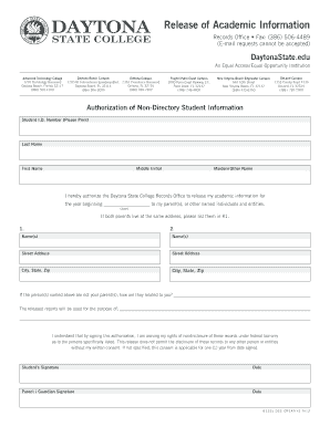 Daytona State College Release of Academic Information