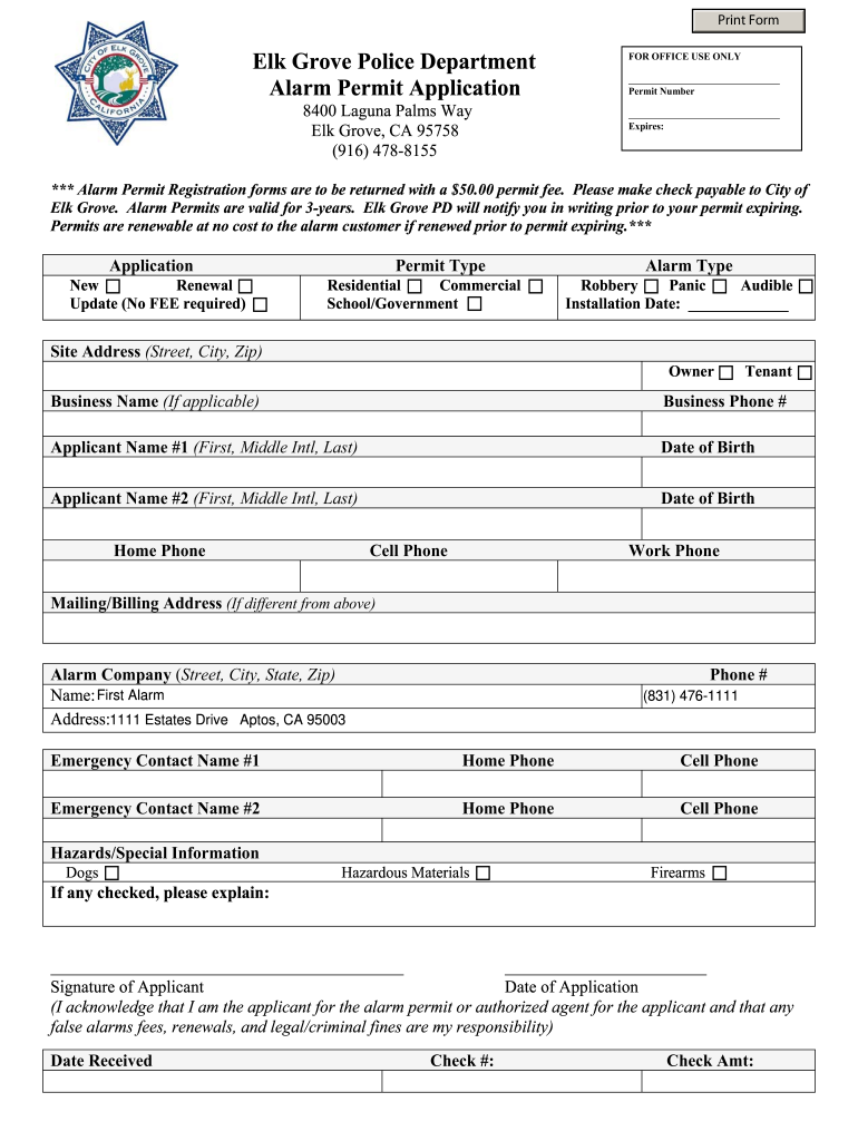 elk grove alarm permit Preview on Page 1