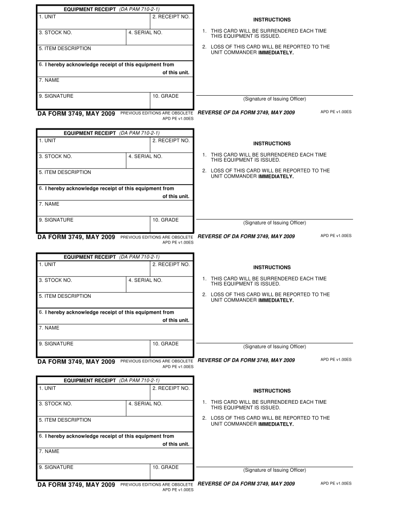 Da Form 3749 Fill Online Printable Fillable Blank PdfFiller Da Form 3749 Fill Online Printable Fillable Blank PdfFiller