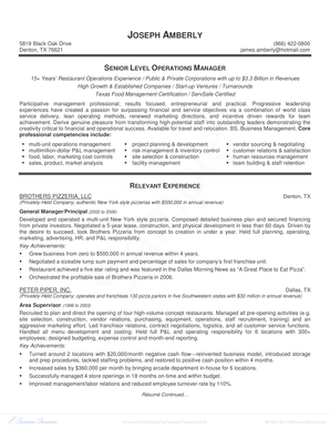 operations mannager resume google template