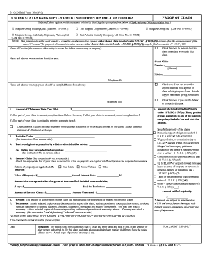 US Bankruptcy Proof of Claim Form
