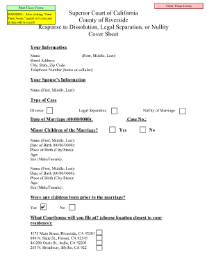 Response to Dissolution, Legal Separation, or Nullity