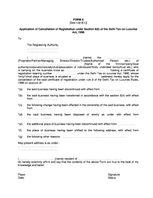 Form 6 Application for Cancellation of Registration