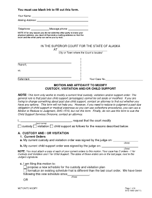 Motion and Affidavit to Modify Custody, Visitation, and/or Child Support