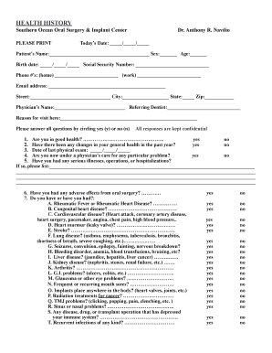 Health History Form