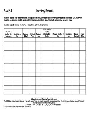 Inventory Records Form