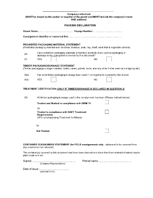 U1 lomake pdf - packing declaration sample