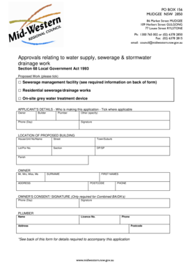 Sewerage and Drainage Work Approval Application