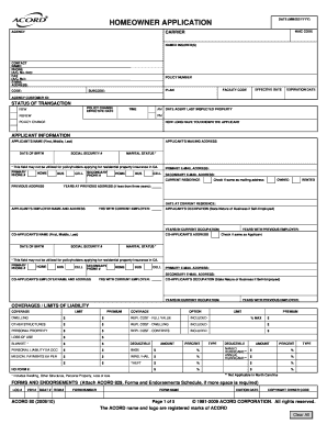 Homeowner Insurance Application Form