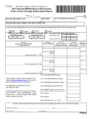 New Mexico Annual Withholding of Net Income From a Pass-Through Entity Detail Report