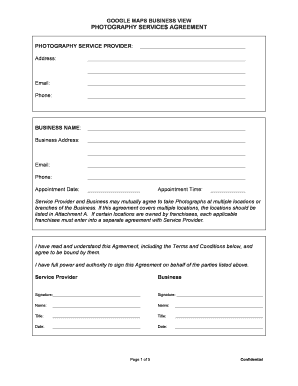 Google Maps Business View Photography Services Agreement
