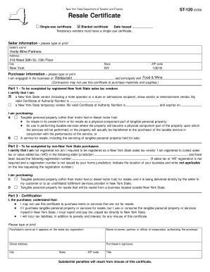 New York State Resale Certificate