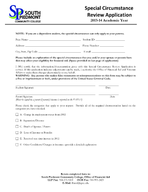 Special Circumstance Review Application