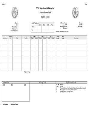 blank report card template