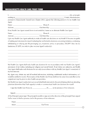 Massachusetts Health Care Proxy Form