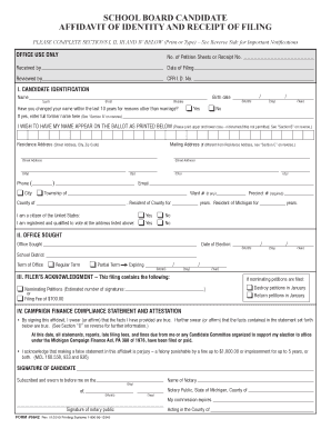 Michigan School Board Candidate Affidavit of Identity