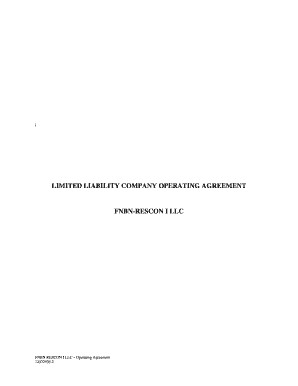 Limited liability company operating agreement fnbn-rescon i llc - FDIC - fdic