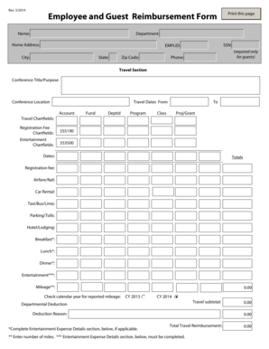 Employee and Guest Reimbursement Form