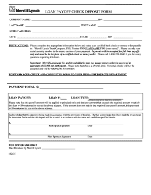 Loan Payoff Check Deposit Form