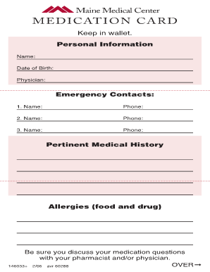 Emergency Medical Information Wallet Card - MaineHealth - mainehealth