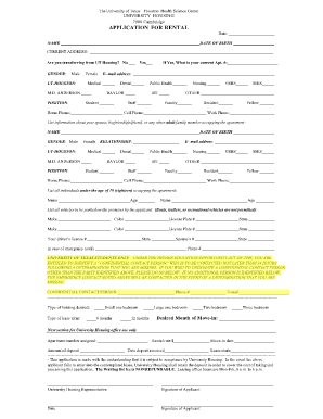 University Housing Rental Application