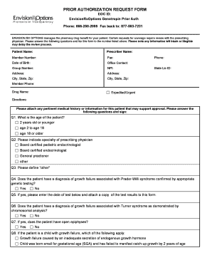 EnvisionRxOptions Genotropin Prior Authorization Request Form