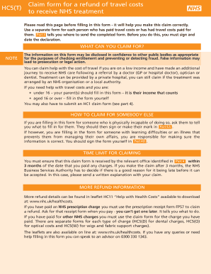NHS Travel Cost Refund Claim Form
