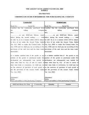 Assam Value Added Tax Registration Form