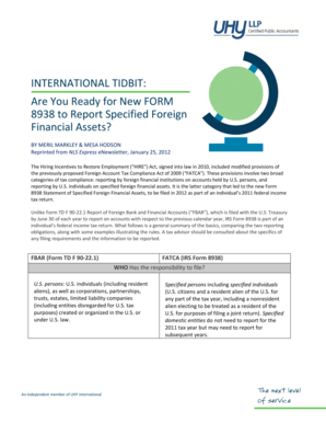Form 8938 Statement of Specified Foreign Financial Assets