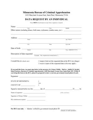 Minnesota Criminal Record Data Request Form
