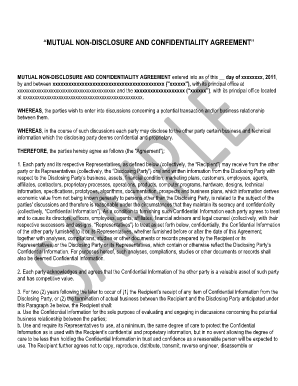 Nda template word - Mutual non-disclosure and confidentiality agreement - calu