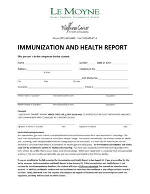 Le Moyne College Immunization and Health Report