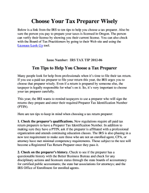 IRS Tax Preparer Selection Guide