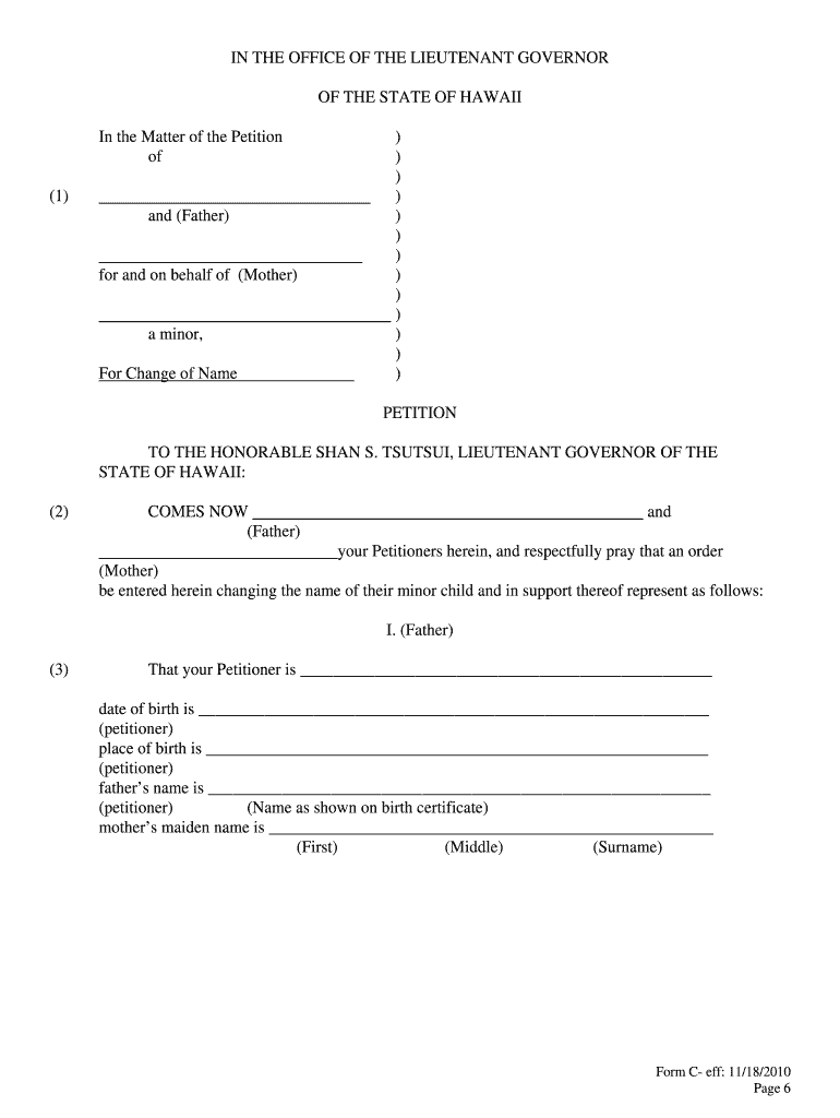 Fillable Online Form C- Name Change of Minor by Parents - Shan S ...