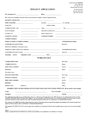 New Zealand Tenancy Application Form