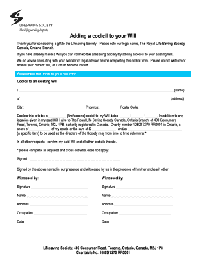 Codicil to an Existing Will