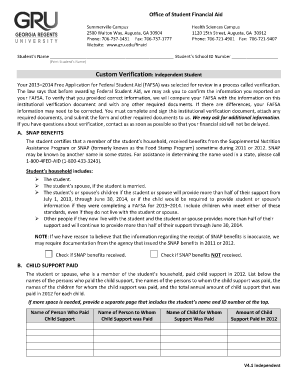 2013-2014 FAFSA Verification Form