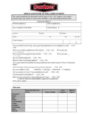 At-Will Employment Application Form