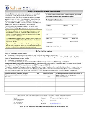 2014-2015 Verification Worksheet
