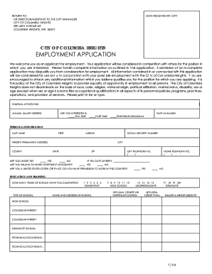 City of Columbia Heights Employment Application