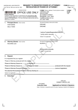 Queensland Land Registry Power of Attorney Form