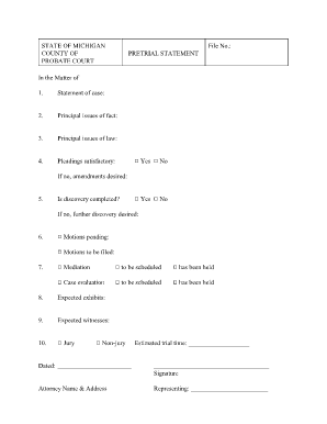 Material issue form - example of completed probate form