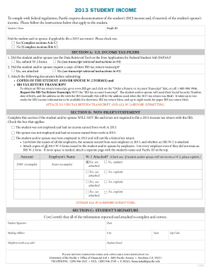 2013 Student Income Verification Form
