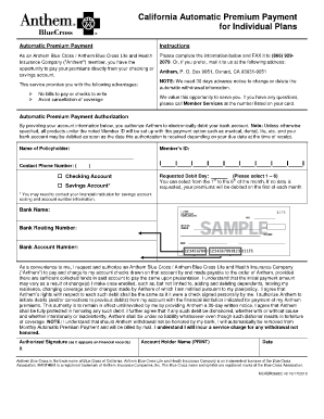 California Automatic Premium Payment Authorization