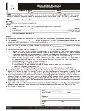 30-Day Notice to Vacate
