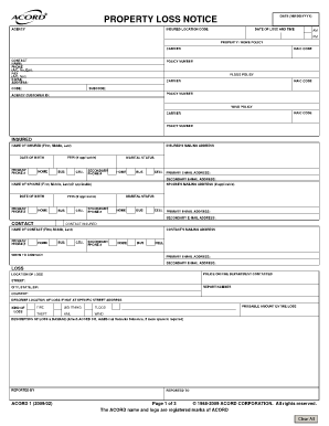 Property Loss Notice Form