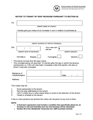Notice to Tenant of Rent Increase