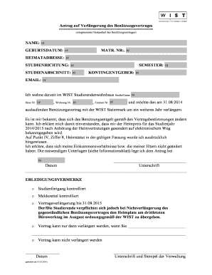 Antrag auf Verlängerung des Benützungsvertrages