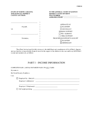 North Carolina Affidavit of Support